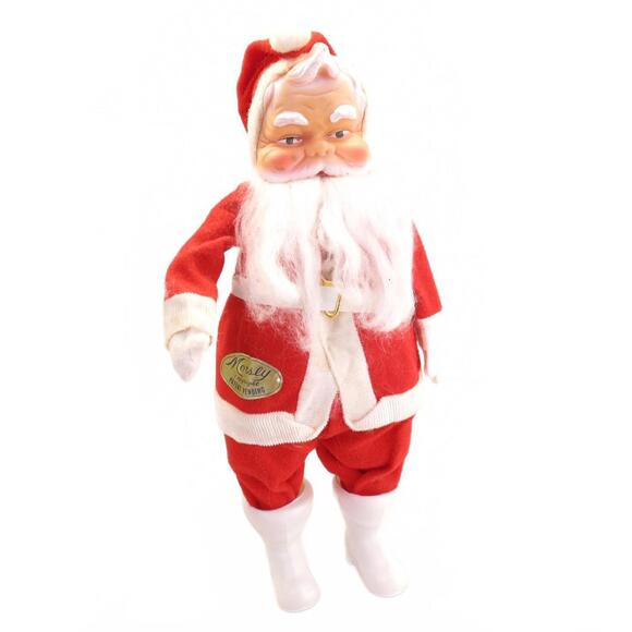 Morsly 1940's Vintage Rubber Faced Santa Doll St. Nicholas Original Sticker
